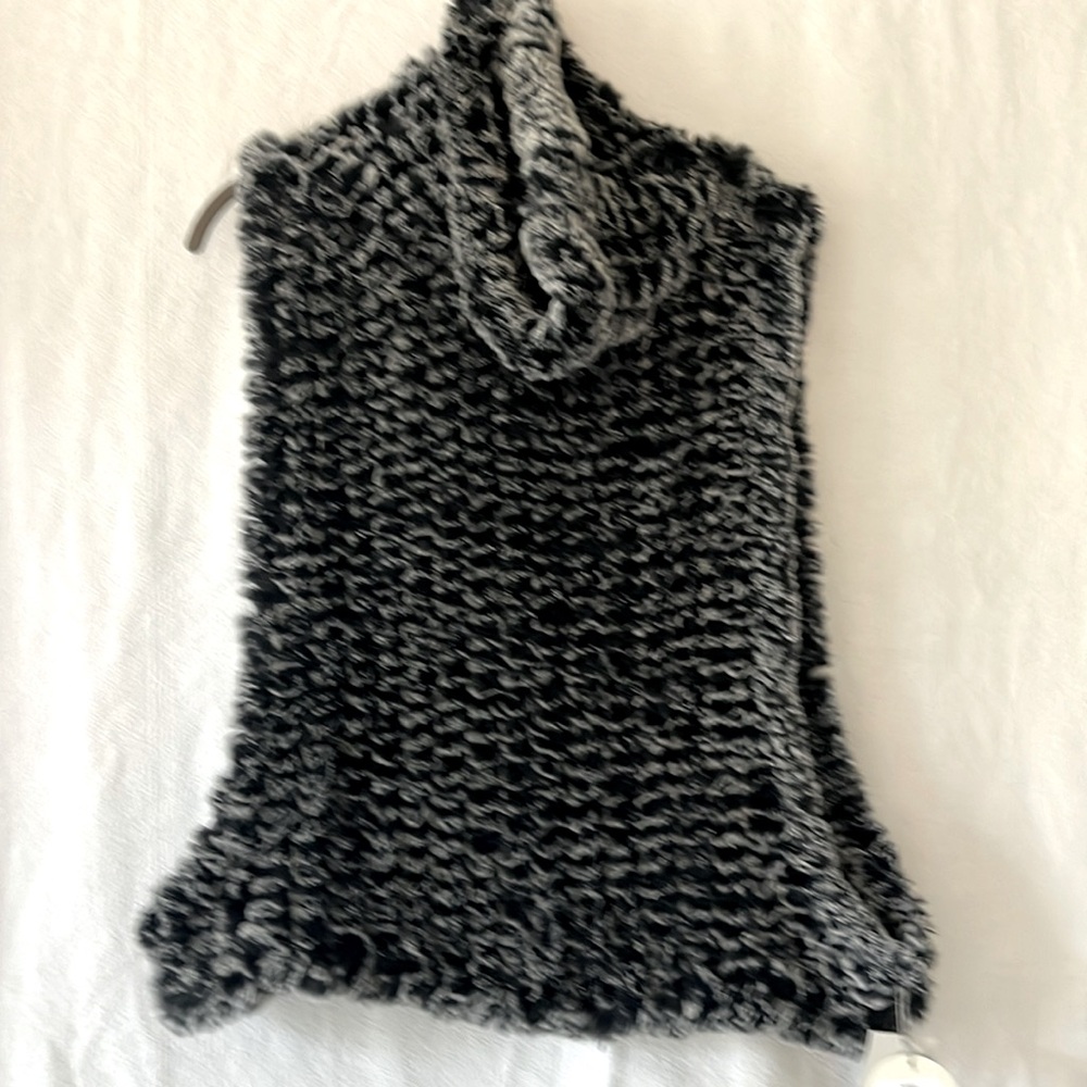 Patrizia Luca Black and Gray Cowl Neck Sweater